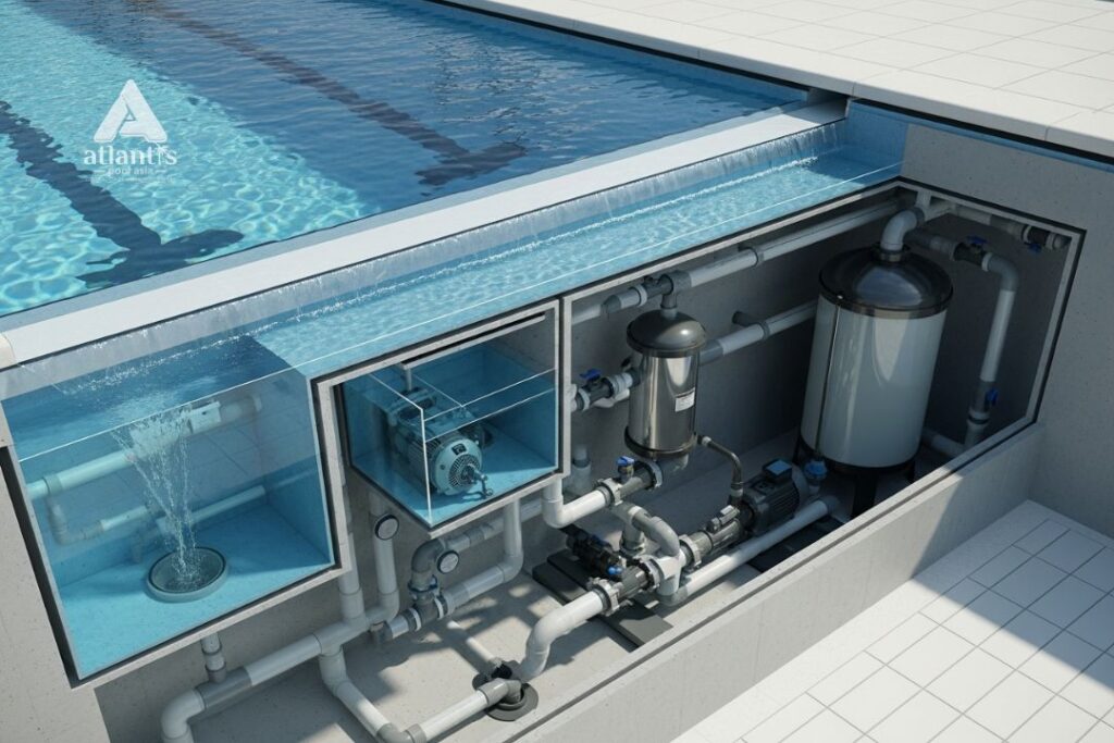 sistem sirkulasi overflow kolam renang