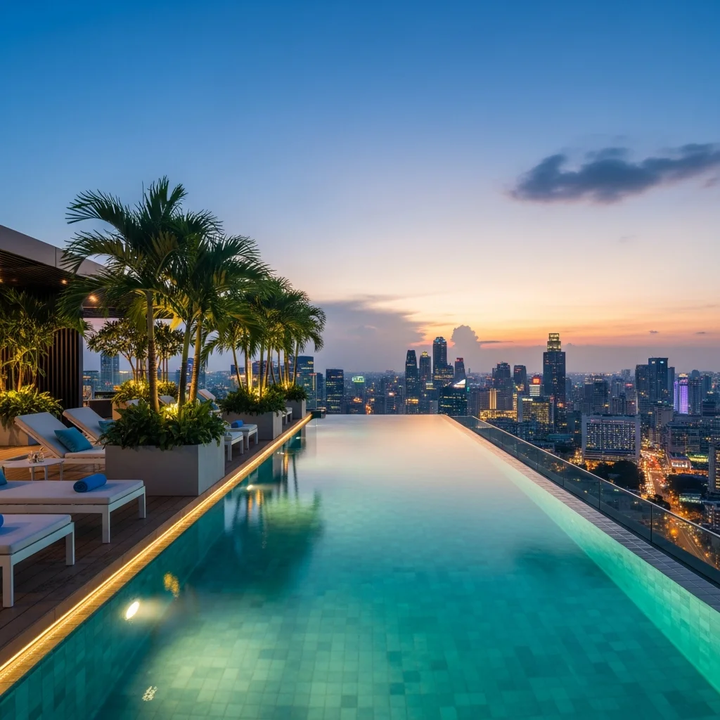 struktur kolam renang rooftop