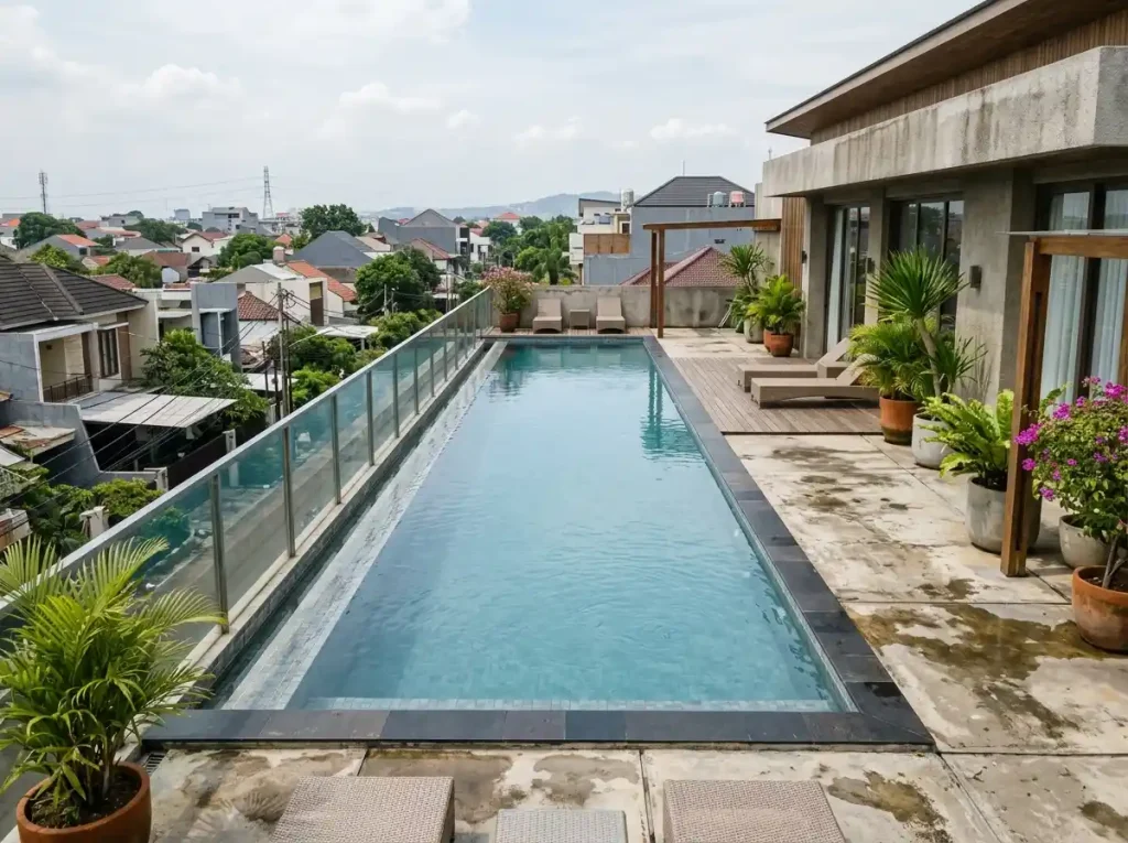 Kolam Memanjang di Sisi Rooftop